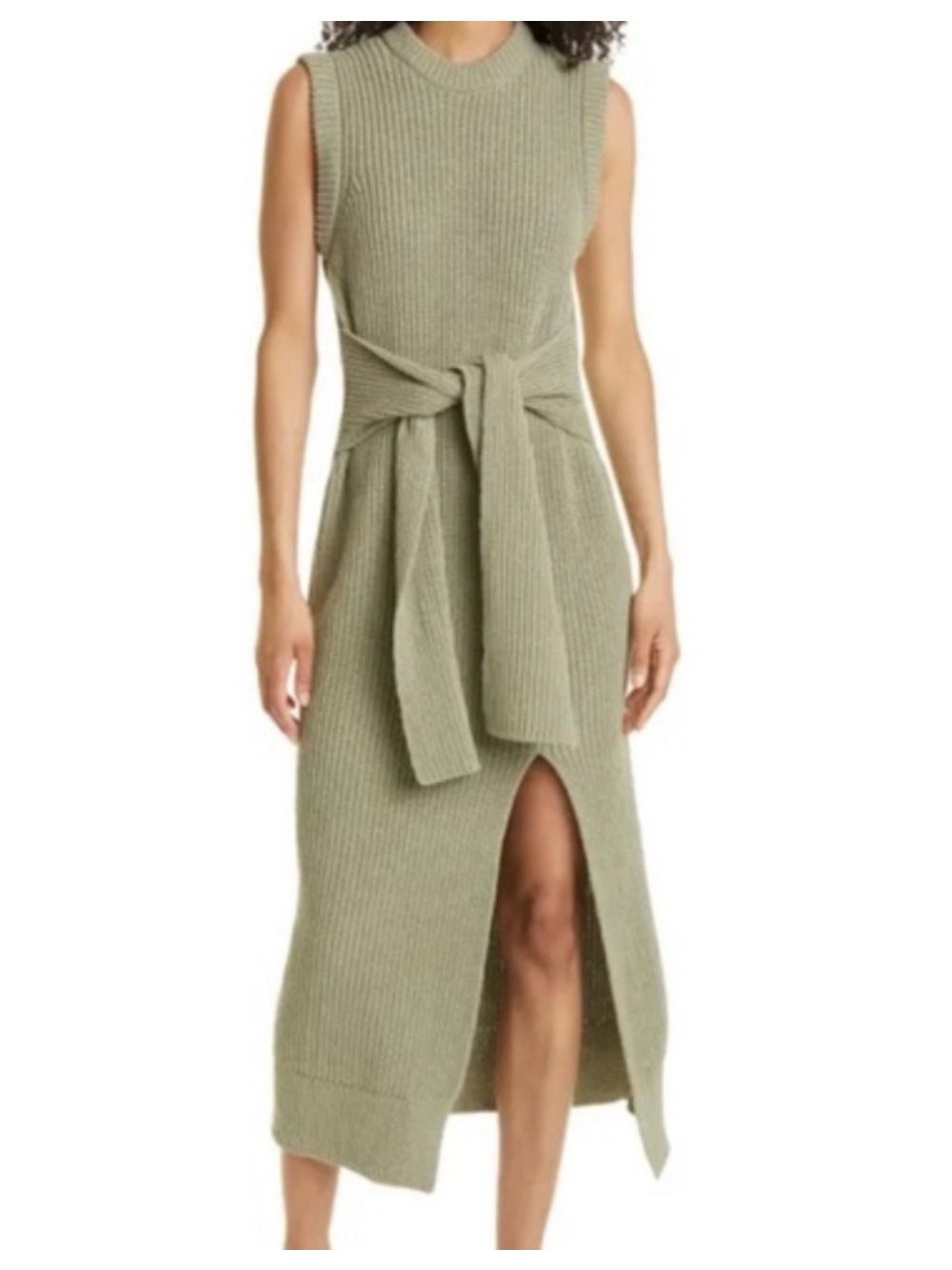 JONATHAN SIMKHAI Jenae Tie-Waist Knit Maxi Dress Sage S